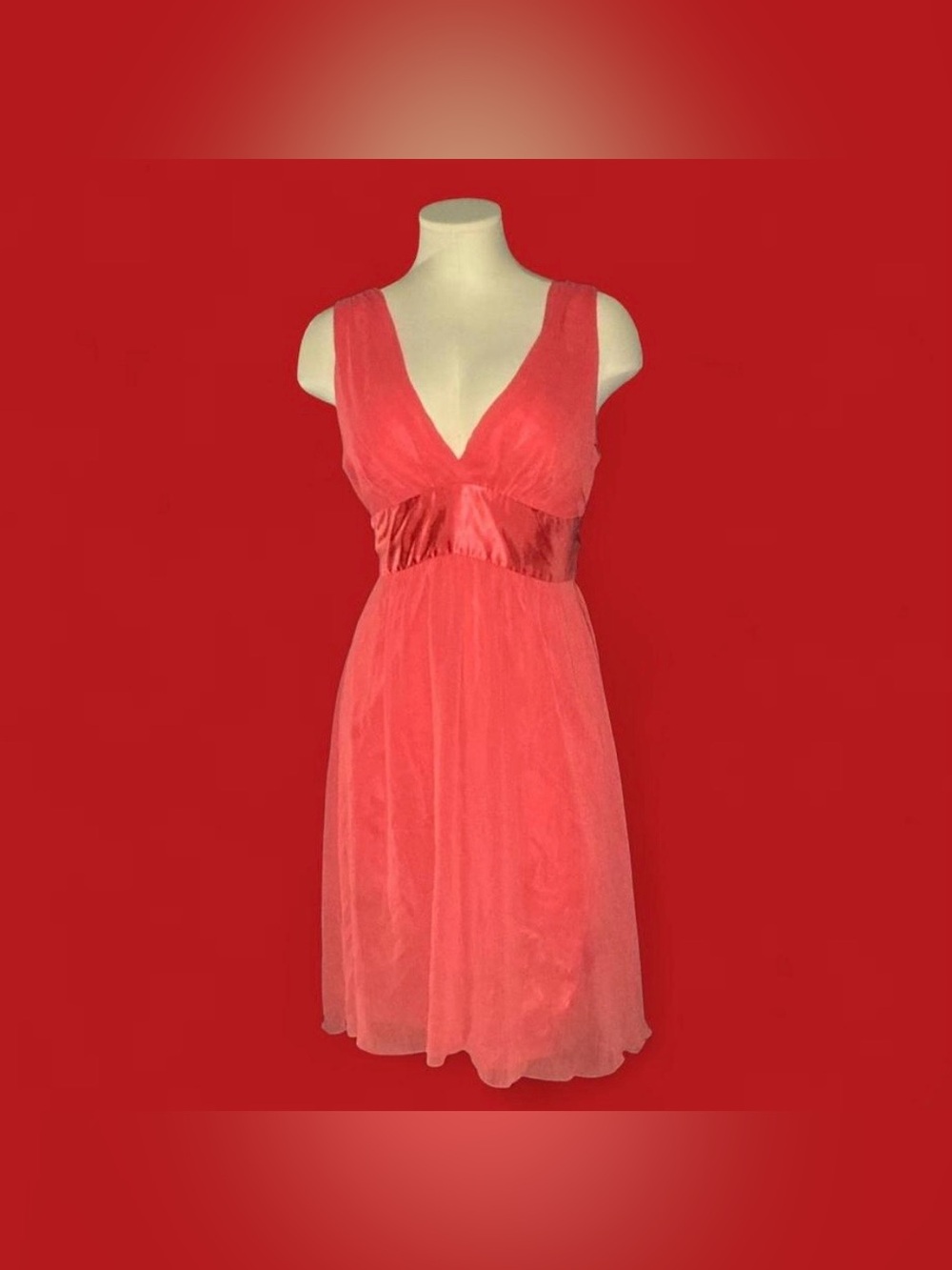 Forever 21 Coral V-Neck Chiffon Party Dress